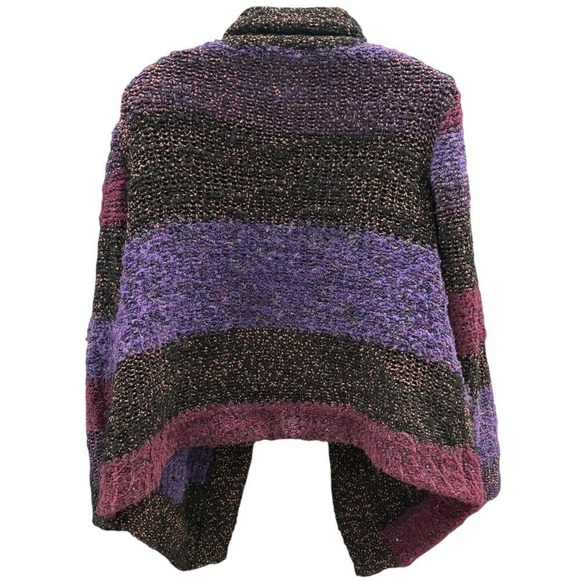 Anthropologie Curio Brown Purple Fuschia Knit Chunky Cardigan‎ XL Funky Colorful - Picture 3 of 8